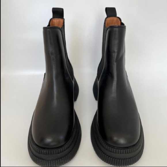 Ganni Black Leather Chelsea Creeper Boots - Picture 5 of 5